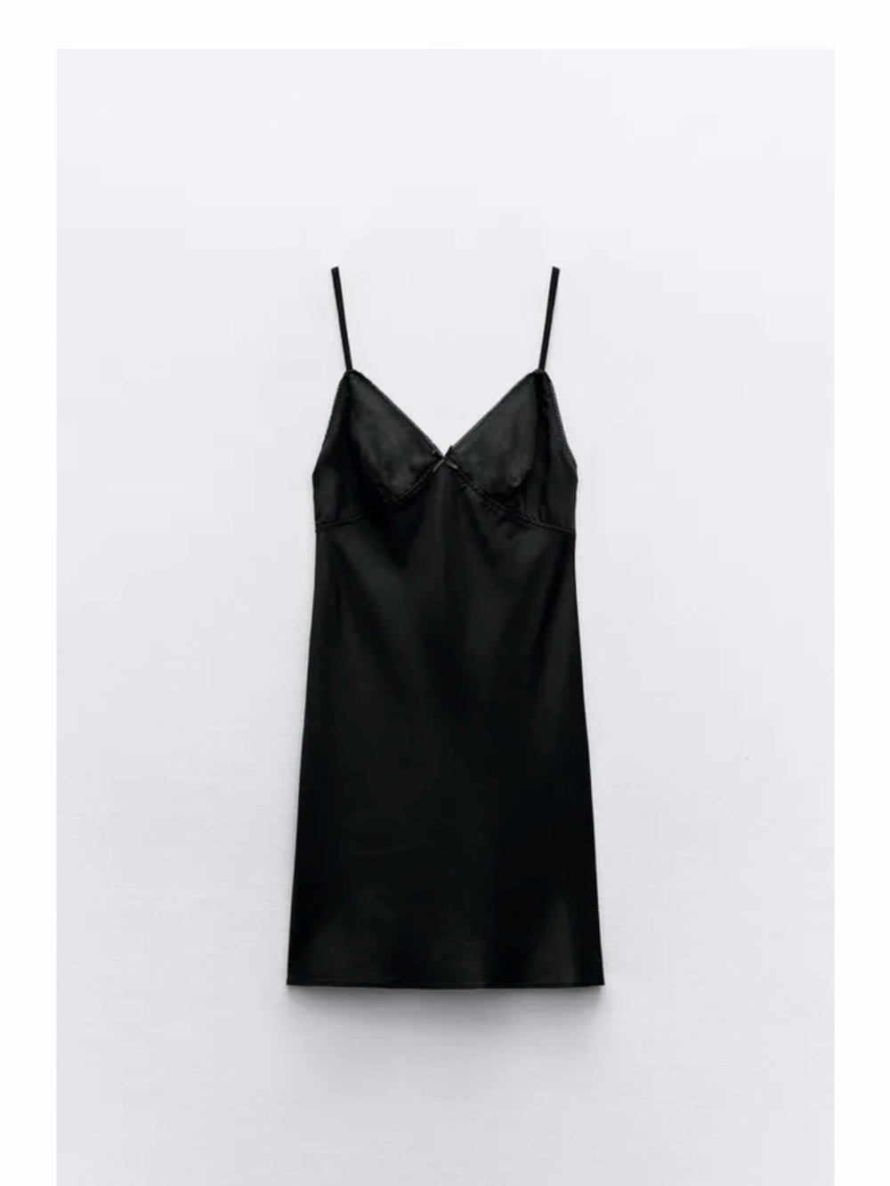 BRAND NEW Zara Black Mini Slip Dress with Thin Straps